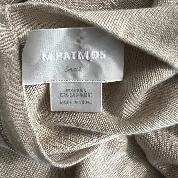 M Patmos Silk Cashmere Ruched Knit Sweater Dress Oatmeal XS - Image 5