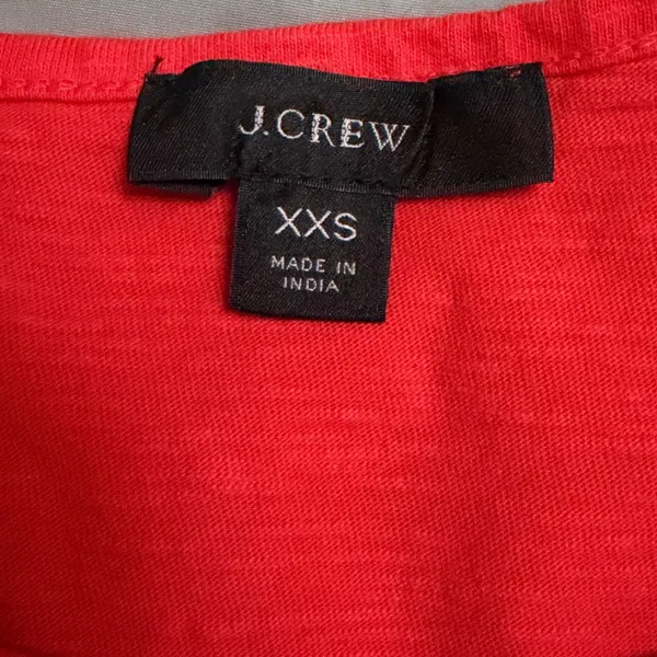 J.Crew Womens XXS Red Eyelet Flutter Sleeve Pom Pom Trim‎ Slub Cotton Top - Image 3