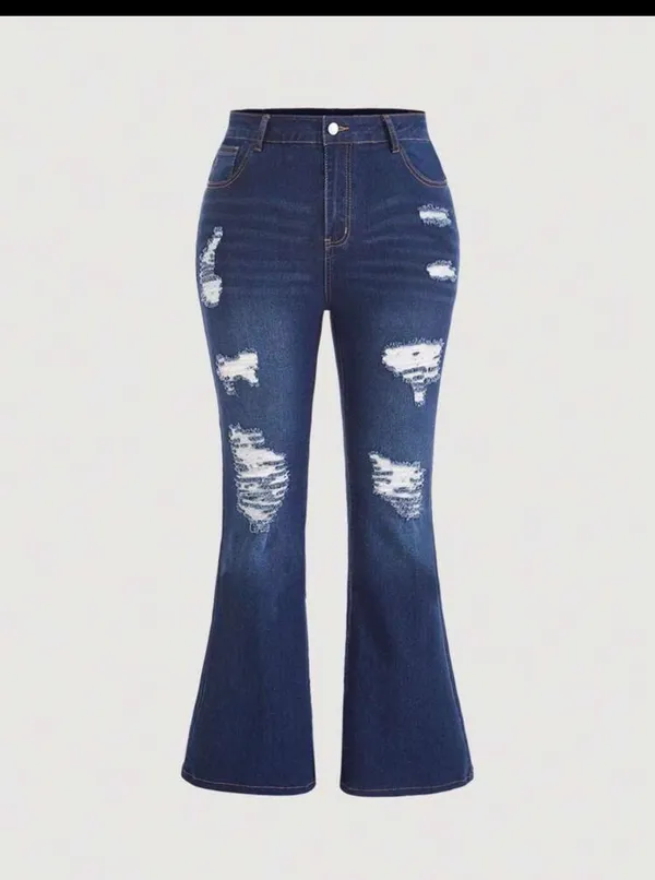 SHEIN ripped curve bell bottom jeans  - Image 5