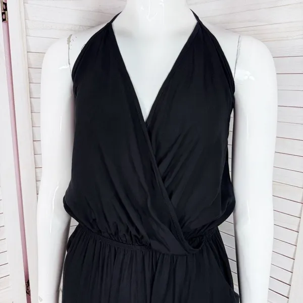 SHEIN Surplice Halter Top‎ Jogger Leg Jumpsuit Black Small - Image 7