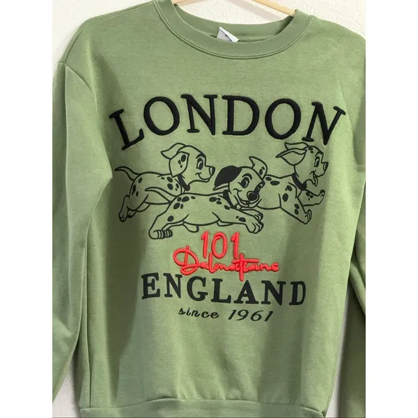 Disney Women's Green 101 Dalmations London Crewneck L/S Sweatshirt Size S - Image 2