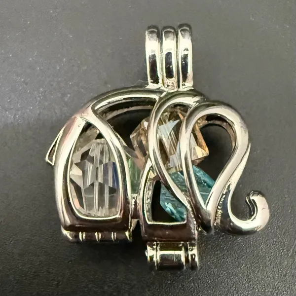 925 Sterling Silver Cage Elephant Pendant with Beads 6g. - Image 5
