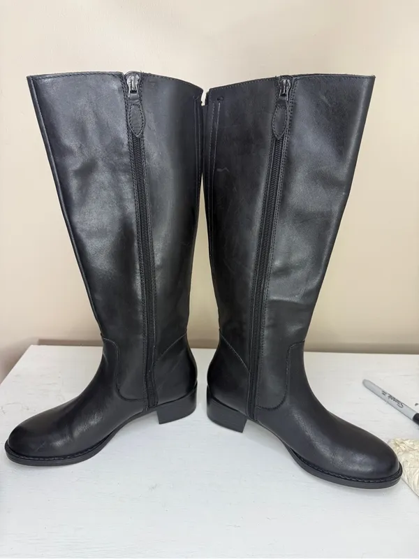 Franco Sarto Black Leather Riding Boots Sz 6 - Image 7