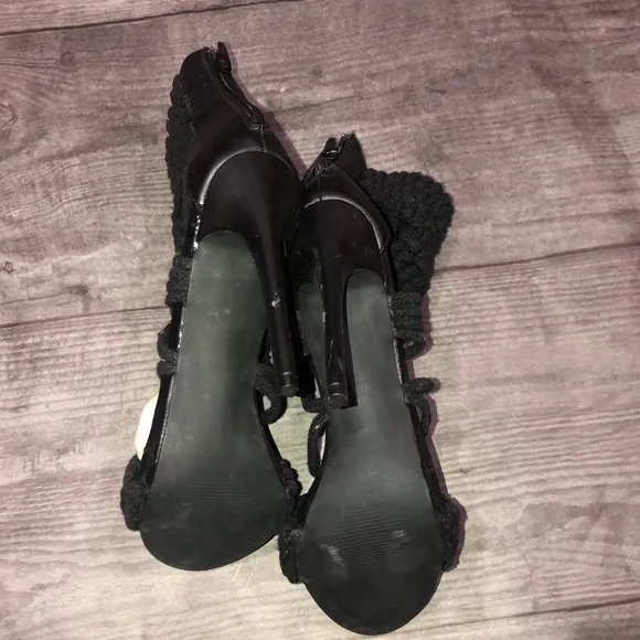 Privileged black knit open toed heels - Image 3