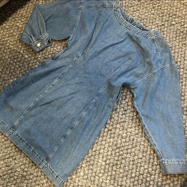 Zara Blue Denim Puff LS Mini Dress Size XS - Image 3