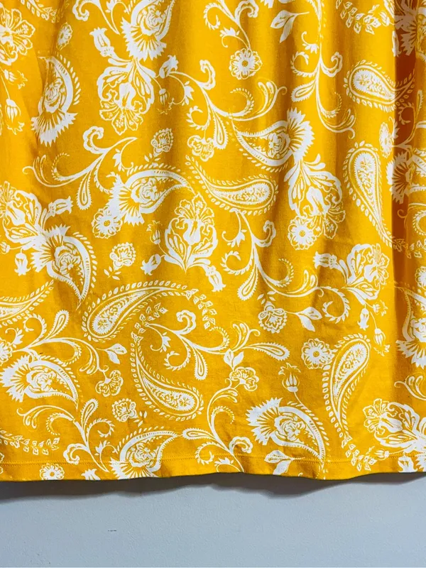 Kim Rogers Mustard Yellow Paisley Tunic Shirt Dress L Cotton Preppy Retro Mod - Image 15