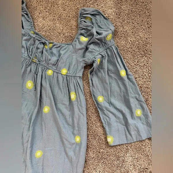 Free People embroidered linen midi dress size large - Image 3