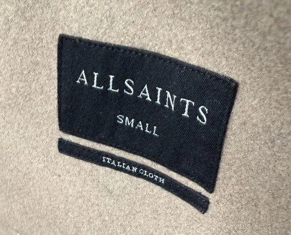 AllSaints Paxx Italian Wool Wrap Waterfall Trench Coat Dune Small Winter Jacket - Image 7