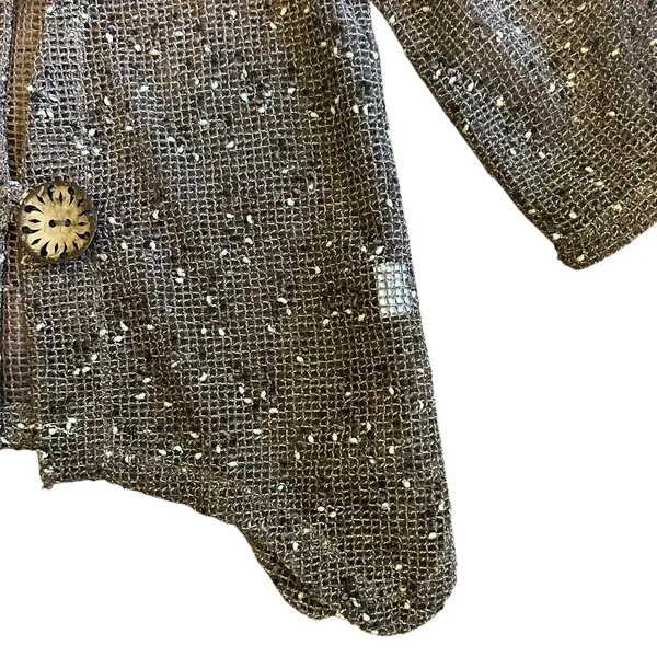 Nina Leonard Brown Open Chunky Knit Cardigan Button Size M Boho Whimsy Goth - Image 6