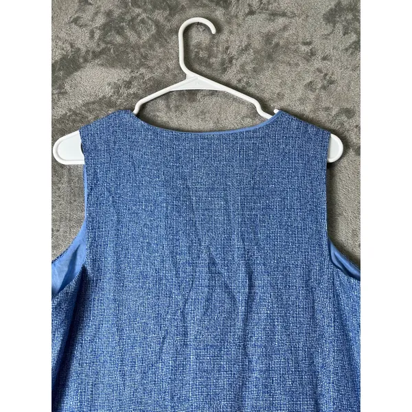 J. McLaughlin Rue Dress Large Blue 100% Linen Shift Sleeveless Coastal Resort - Image 5