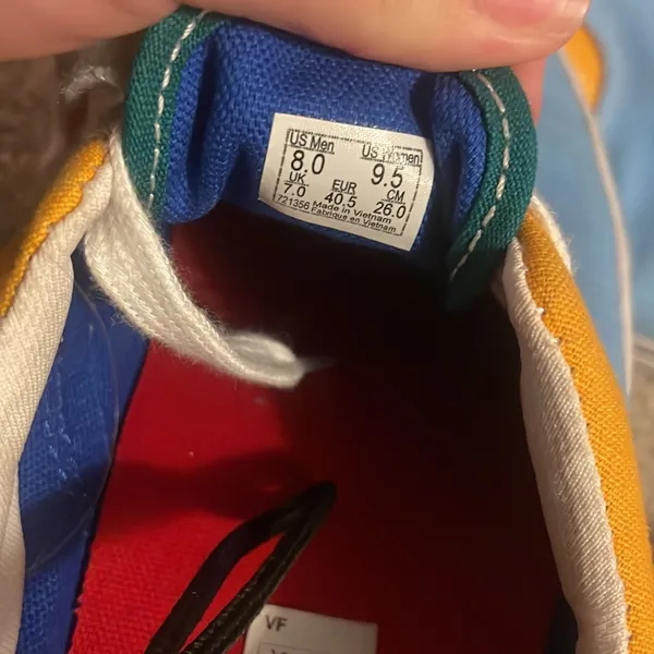Vans color block tennis shoes canvas in blue and orange - Image 5