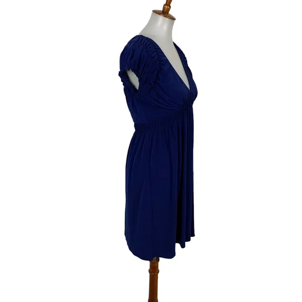 Laundry By Design Navy Ruched Cap Sleeve V Neck Dress‎ 4 Cocktail Party NWT - Image 4