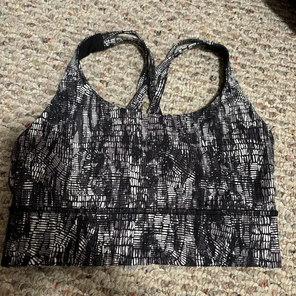 Lululemon Energy Longline Bra Lino Slide Alpine White Black- Size 6 - Image 3