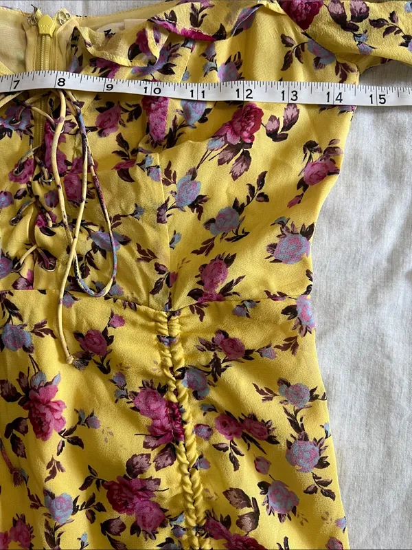 For Love & Lemons Silk Mini‎ Dress Floral Sweatheart Size XS - Image 8