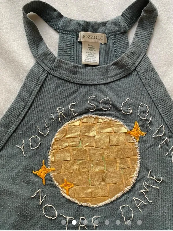 Bozzolo dark gray and gold Notre Dame Disco Ball tank top - Image 2