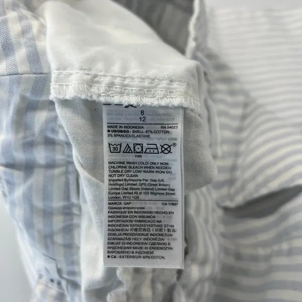 Gap Slim City Cropped‎ Pants Womens 8 White Blue Striped Cotton Tapered Leg - Image 13
