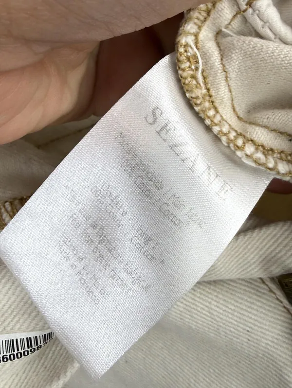Sezane Francky Ecru Cream Peated Front Wide Band Trousers - Size - 29 - Image 5