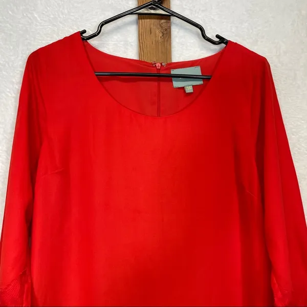 Skies‎ Are Blue Red Long Sleeve Shift Dress Size M - Image 2