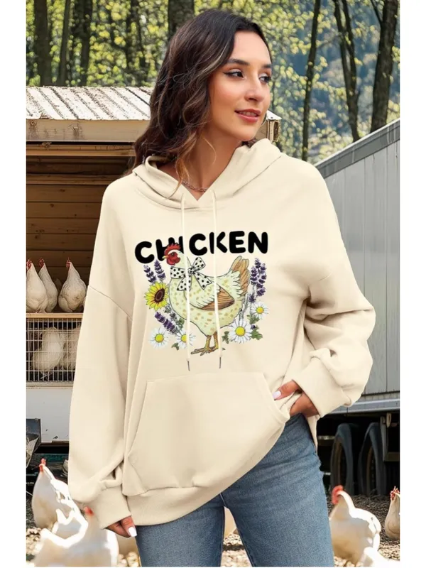 NEW Chicken Sweatshirt Chicken Mom Farm Shirt Lightweight Hoodie L - Image 3