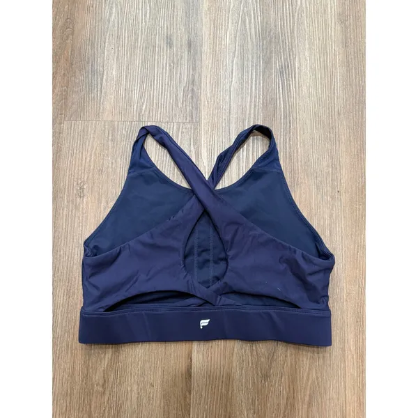 Fabletics Navy Blue High‎ Neck Cross Back Keyhole Sports Bra Large BA2149174 - Image 3