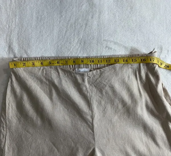J Jill Linen Stretch Flat Flat Front Beige Pants Elastic Waist Large - Image 5