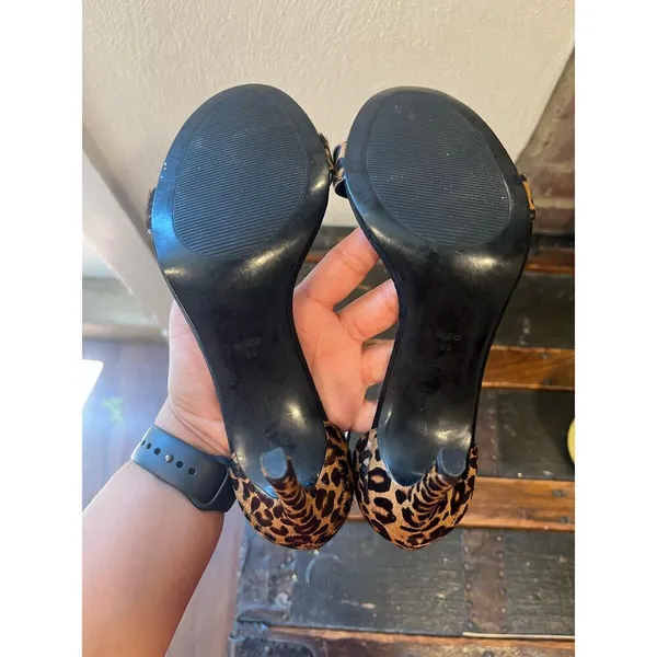 NWT Mango MNG Leopard Pony Hair Ankle Strap Stiletto Sandals Heels - Image 7