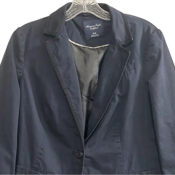 American Eagle Women's‎ Navy Blue Blazer Jacket Size M Button-Front - Image 2