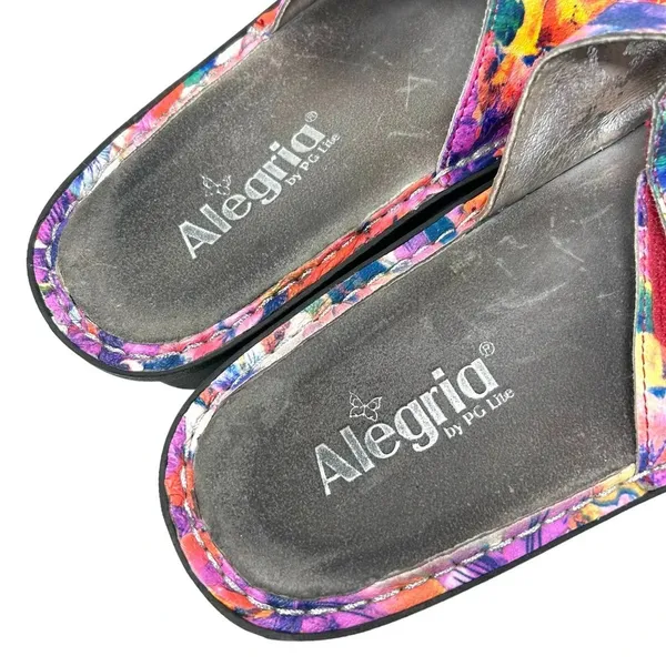 Alegria Fiona Slide Sandals Strap Leather Floral Multicolor Size 38 US 8 - 8.5‎ - Image 7