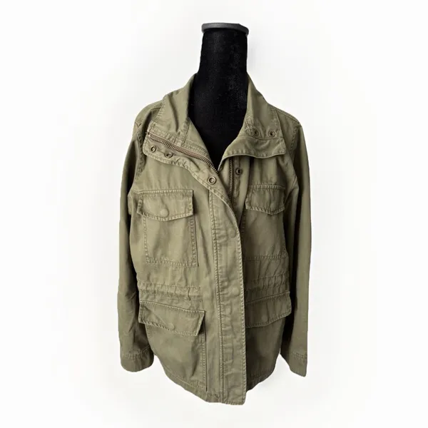 Madewell Surplus Jacket Women's Small Army Green Utility Full-Zip Long-Sleeve - Image 2