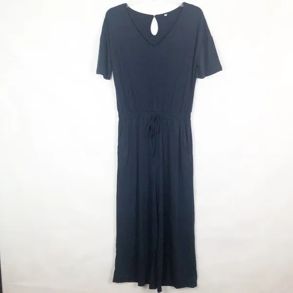 Women's Short Sleeve Blue Jumpsuit Size Medium - Image 2