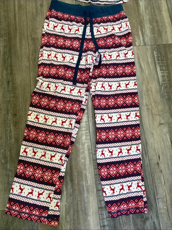 Lanz 2 piece Fair Isle Reindeer Winter Pajama Set small - Image 2