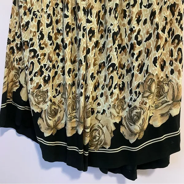 Vintage Maxi Skirt L Cheetah Print Pull On Boho Floral Hippie Rayon - Image 3