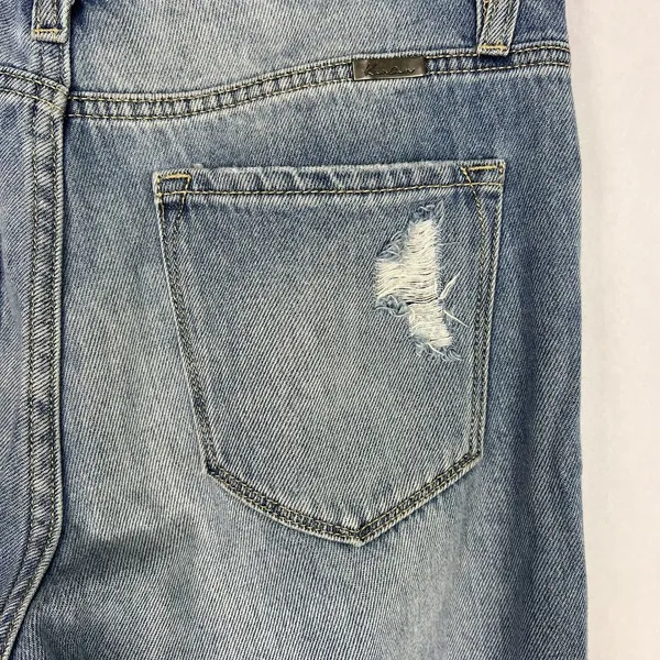 Kancan Jeans Womens 5/26 Light Wash Mid Rise Distressed Destroyed Tapered Denim - Image 6