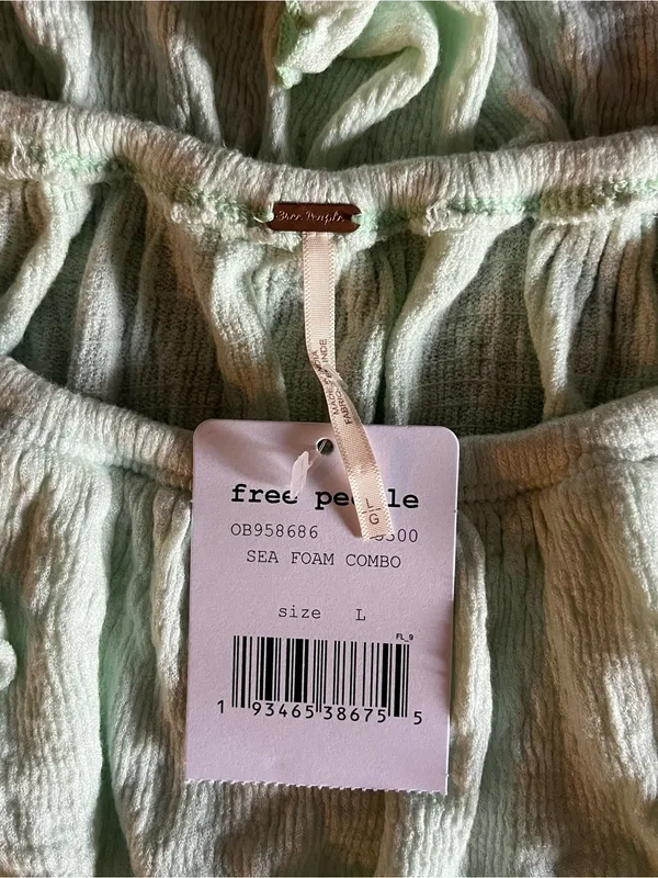Free People Cora Lee Women’s Off-Shoulder Ruffle Ombre Green Blouse Size L - Image 3