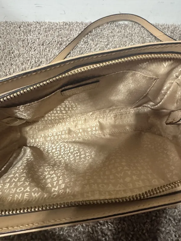 kate spade Tan Leather Crossbody with Black Zip Accents - Image 9