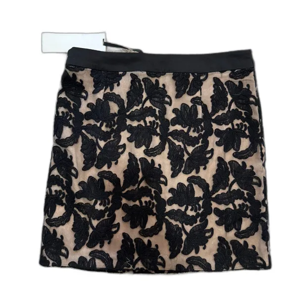 English Factory Black Embroidered Illusion Mini Pencil Skirt Size Small New NWT - Image 2