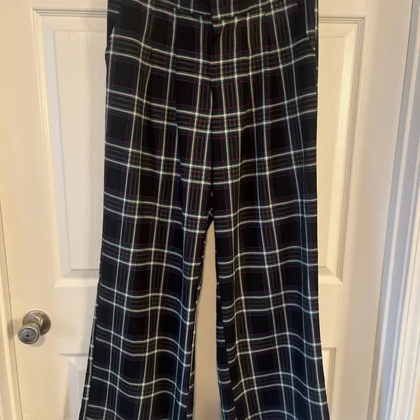 Torrid Green and Purple Plaid Wide Leg Pants - Image 2