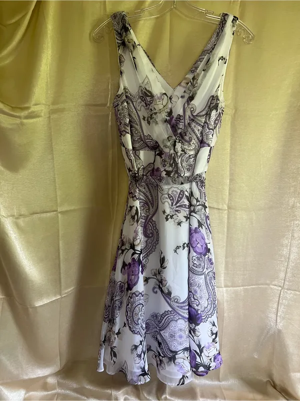 White House Black Market Chiffon A-Line Dress with Sash Tie Belt NWOT Never Worn - Image 12