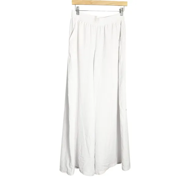 Alo Yoga White Mesh Mirage Wide Leg Athleisure Lounge Pants Size Small - Image 3