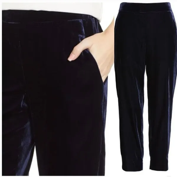 J.Crew velvet black high rise pull on pants size 2 - Image 10