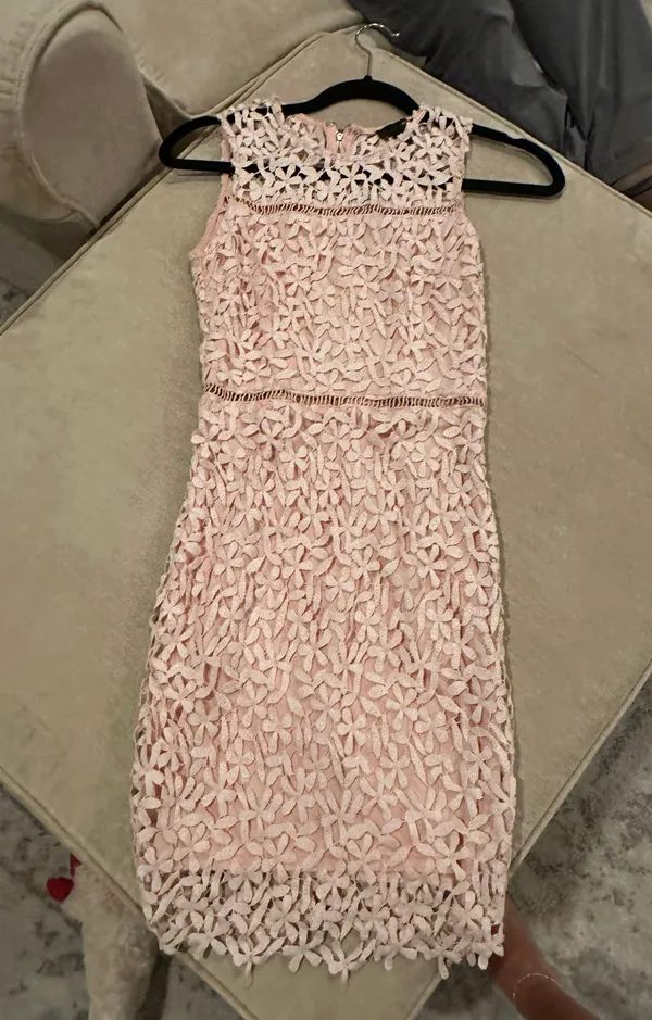 AQUA Pink Lace Mini Dress - Image 2