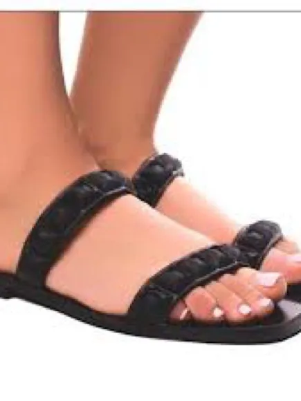Stuart Weitzman Black rubber Braided Rosita flat Slide Sandals US 7 - Image 6