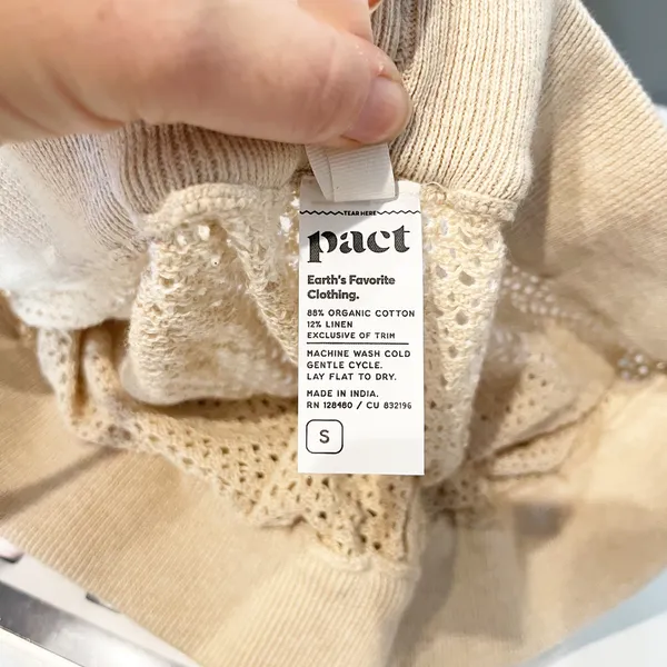 Pact Womens Sandshell Beachside Crochet Knit Beach Pants Tan Beige Small - Image 6