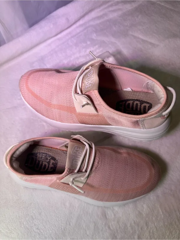 Hey Dude Wendi Slip-On Knit Sneakers - Dusty Rose & Cream - Image 3