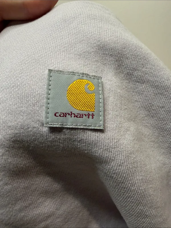 Carhartt Women's Relaxed Fit Crewneck Sweatshirt Logo Chest Pale Purple SZ S - Image 5