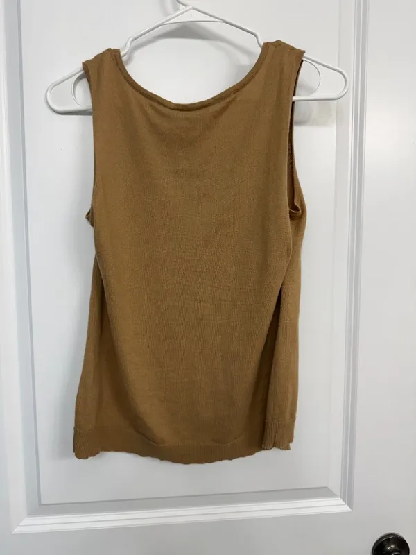 Lauren Ralph Lauren Tan Cotton Knit Sweater Tank Top M - Image 6