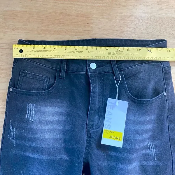 NWT Black Gray Distressed High Waisted Loose Mom Jeans Size S - Image 6