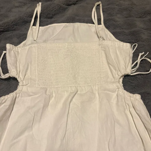 Aerie White Mini Dress Cutout Sides Tie Straps Size Medium - Image 3