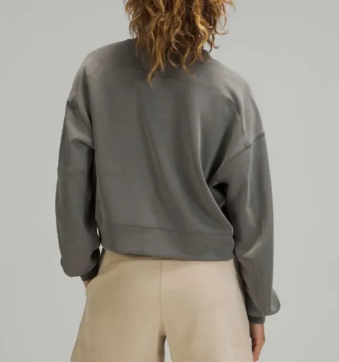 Lululemon Grey Sage Perfectly Oversized Cropped Crewneck Sweatshirt *Softstreme - Image 2