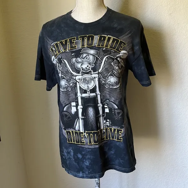 MAD ENGINE Popeye Live to Ride Ride to Live Graphic T-shirt Size Medium - Image 2
